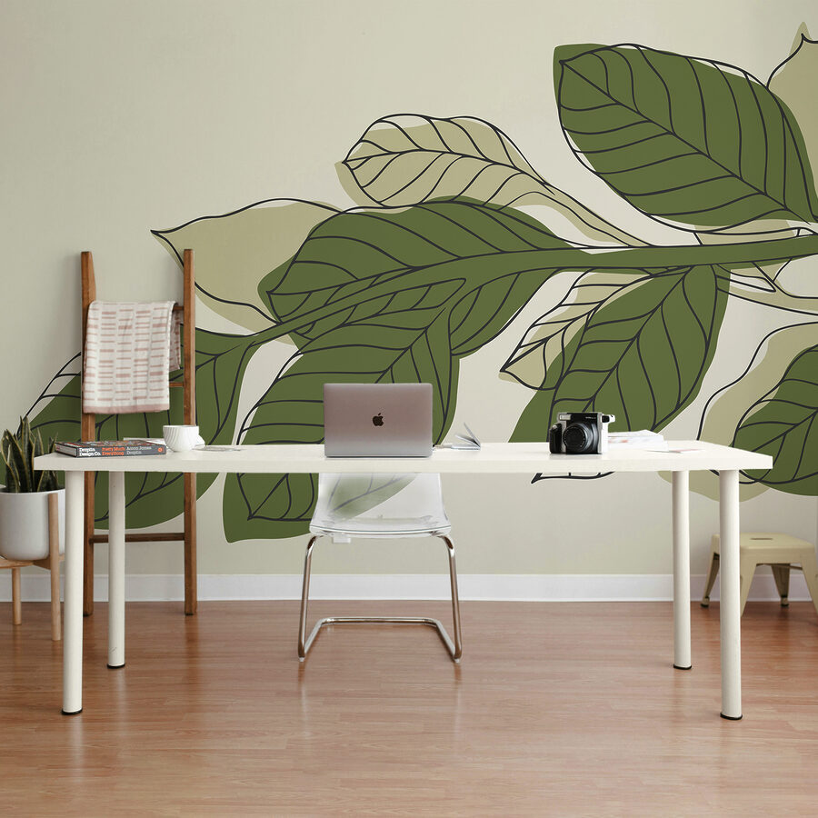 Groene bladplant met zwarte lijnen