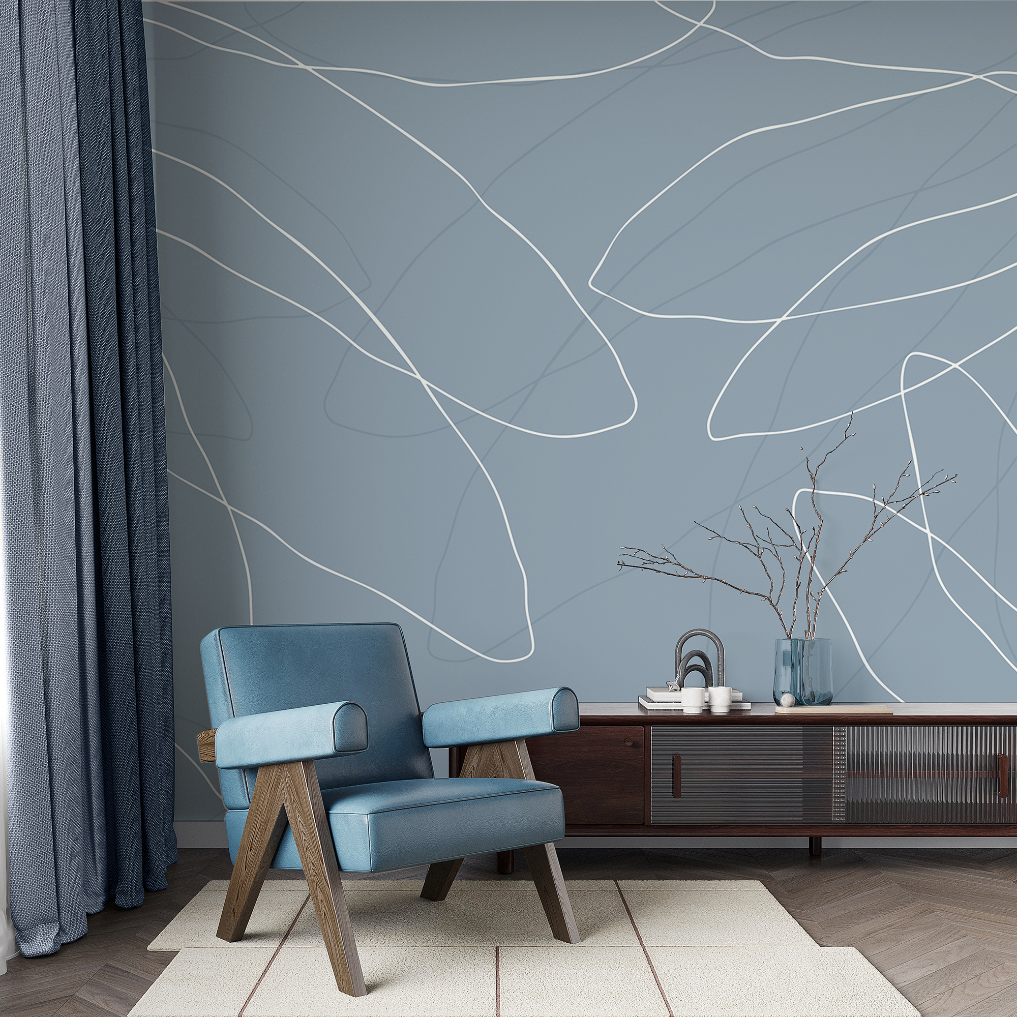 Blauwe achtergrond met witte lijnen Blauwe achtergrond met witte lijnen