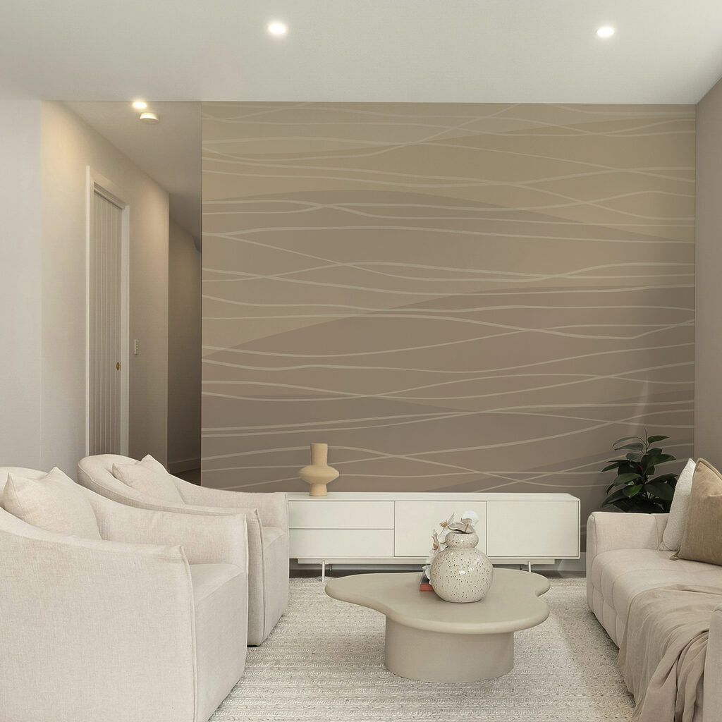 Bruine en witte golvende lijnen