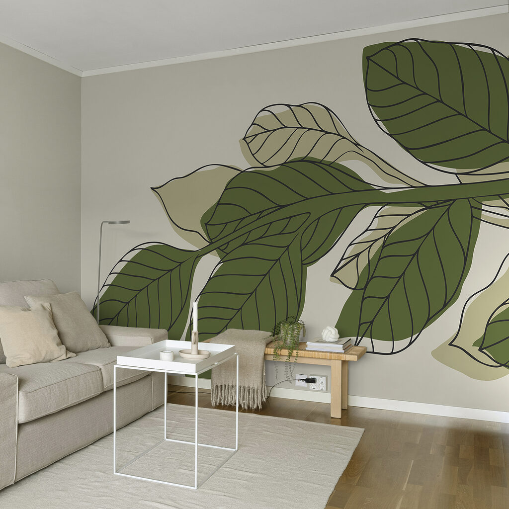 Groene bladplant met zwarte lijnen Groene bladplant met zwarte lijnen