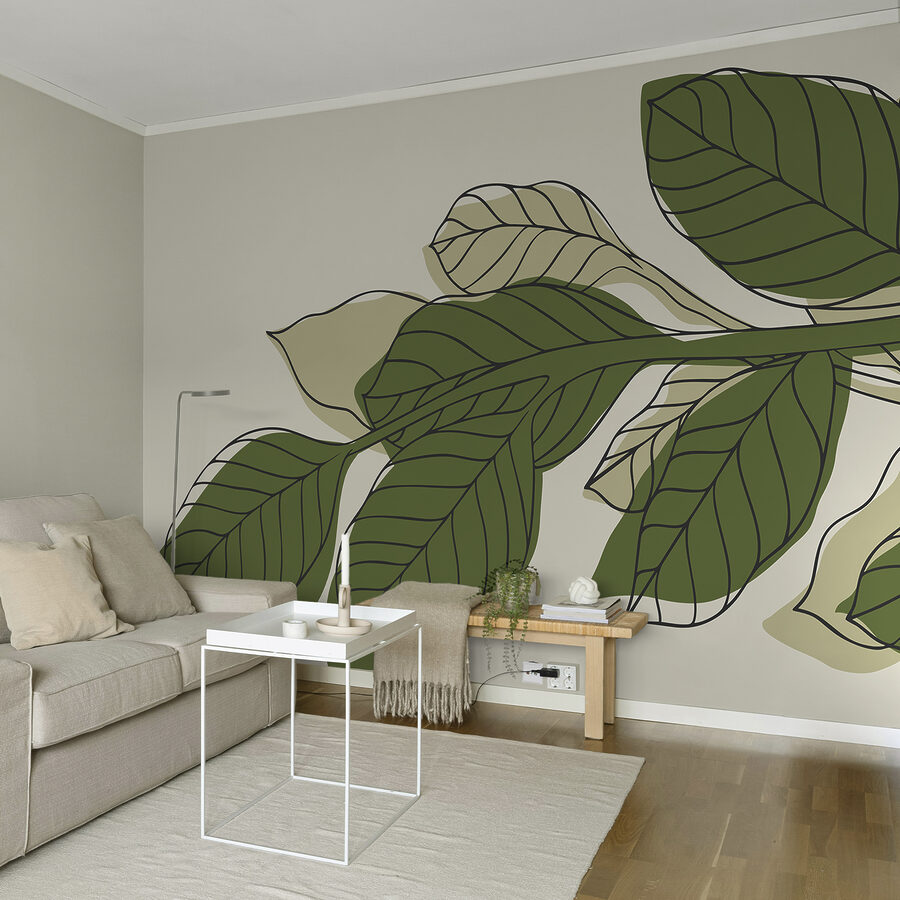 Groene bladplant met zwarte lijnen