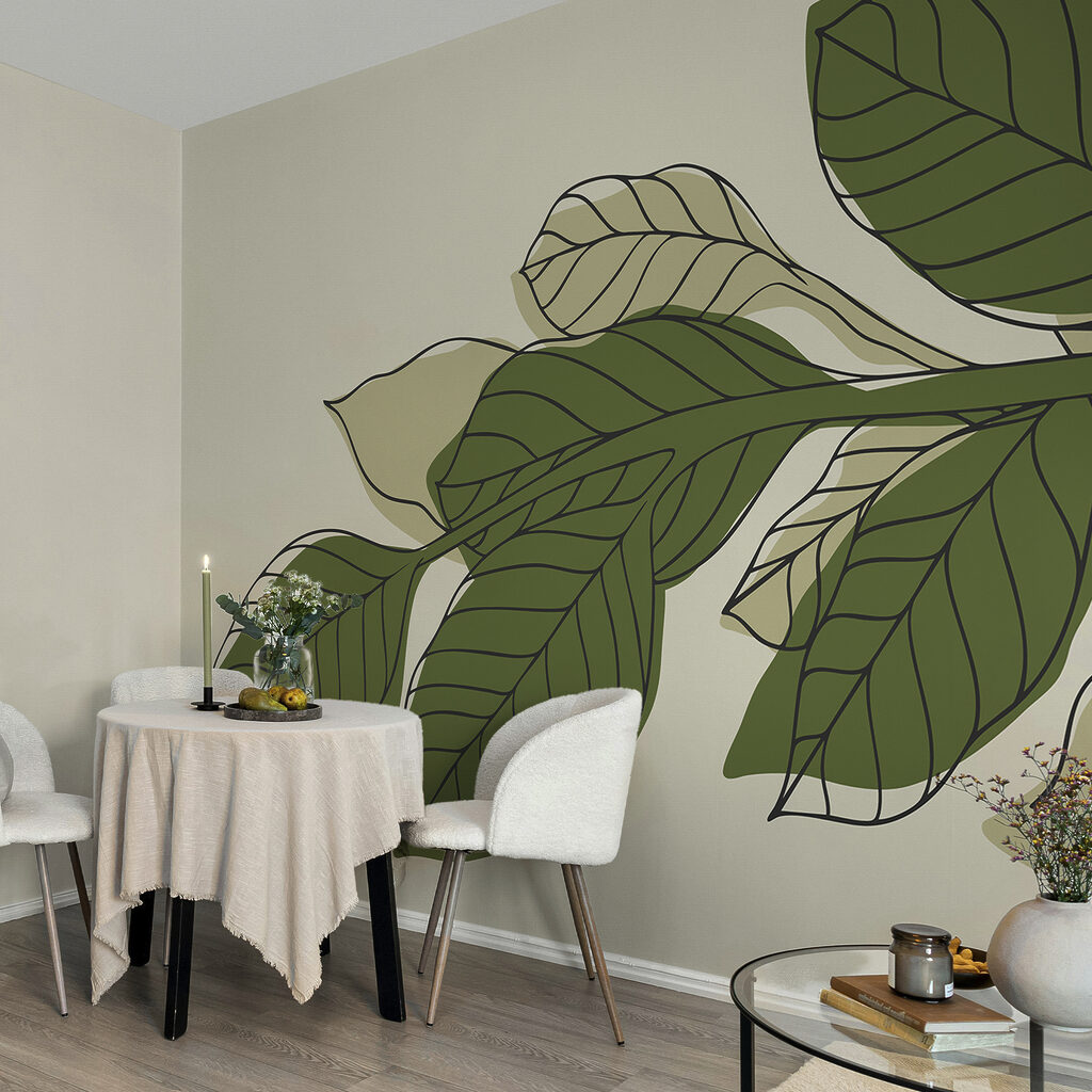 Groene bladplant met zwarte lijnen Groene bladplant met zwarte lijnen