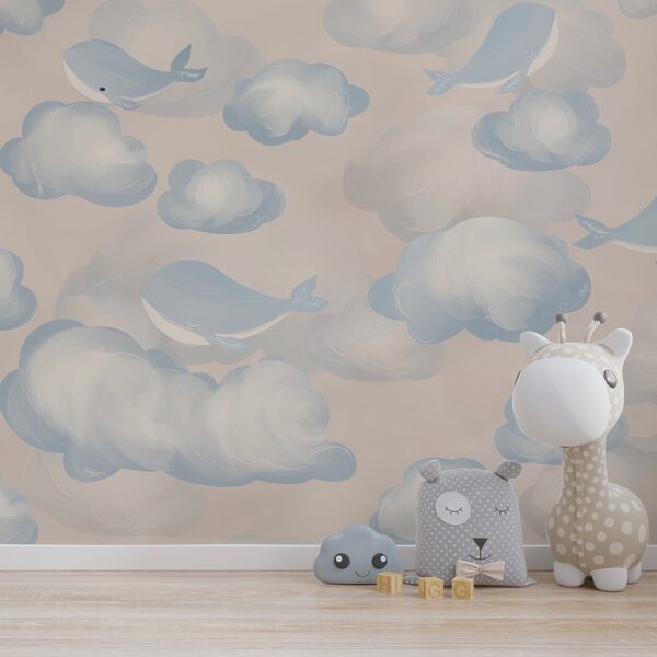 Blauwe en witte wolken en walvissen Blauwe en witte wolken en walvissen