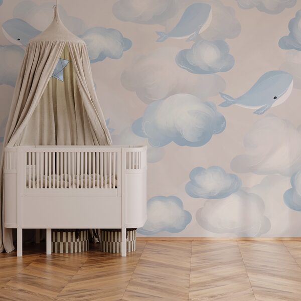 Blauwe en witte wolken en walvissen Blauwe en witte wolken en walvissen