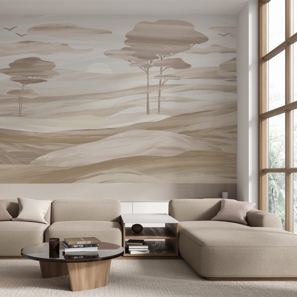 Landschap met bomen en heuvels