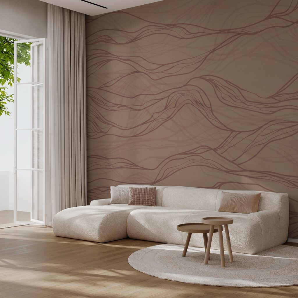 Bruine golvende lijnen op een gebruind oppervlak