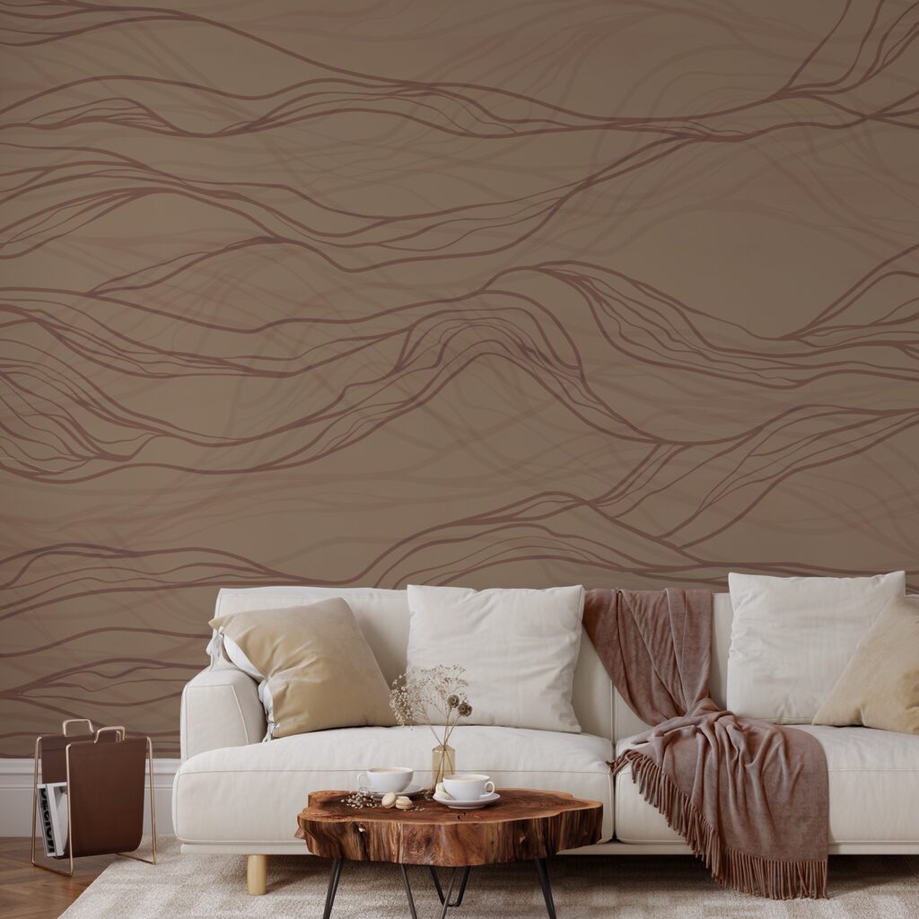 Bruine golvende lijnen op een gebruind oppervlak