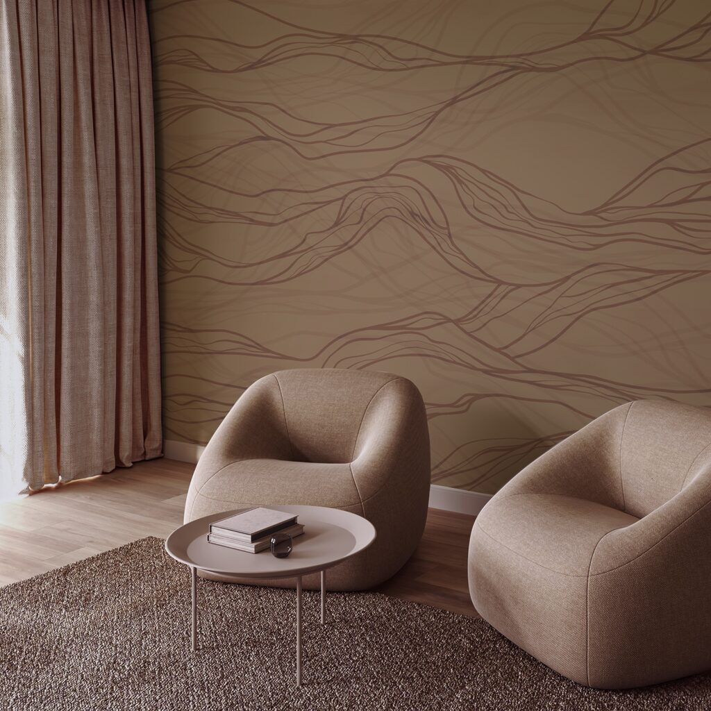 Bruine golvende lijnen op een gebruind oppervlak