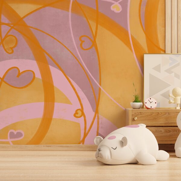 Gele en roze swirls en hartjes Gele en roze swirls en hartjes