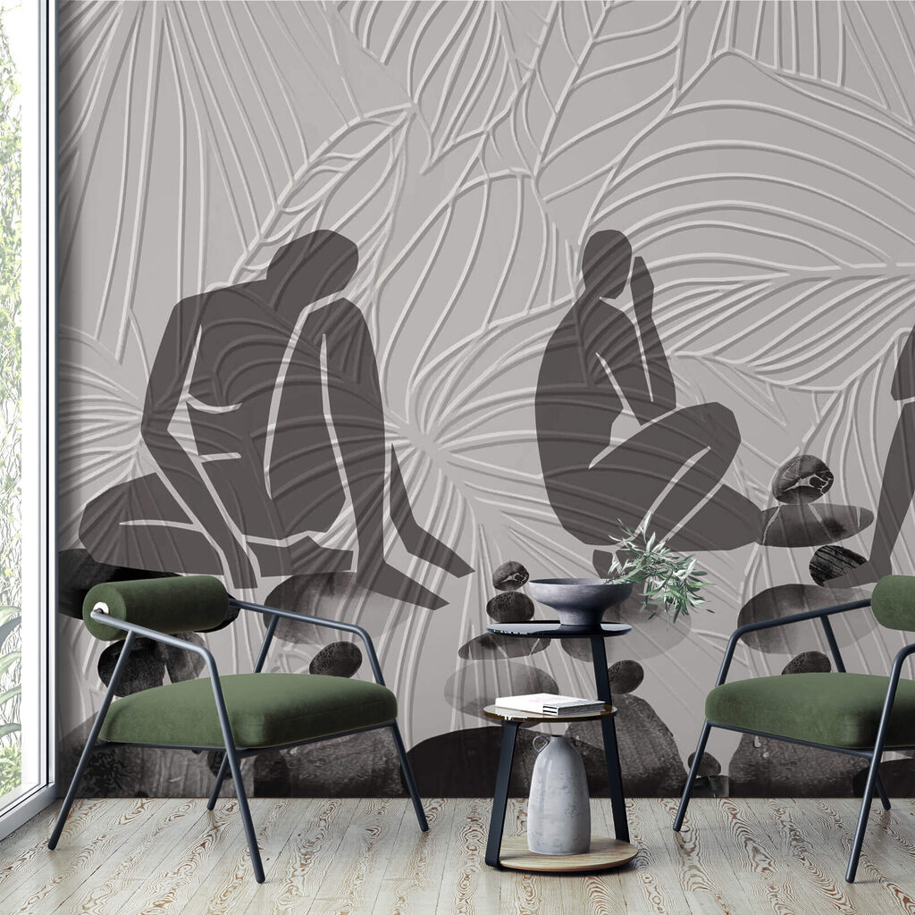 Groep mensen zittend op rotsen Groep mensen zittend op rotsen