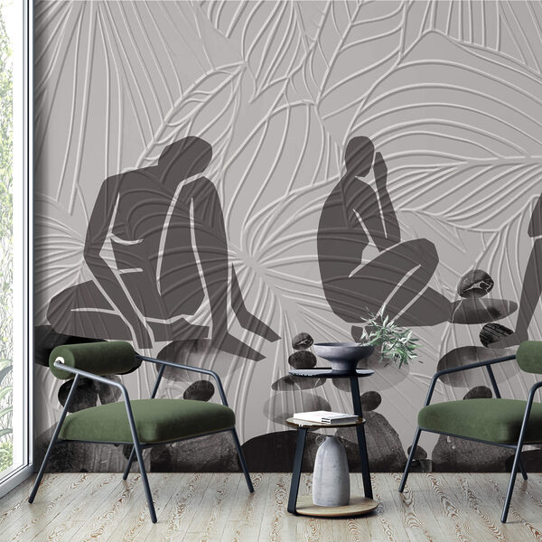 Groep mensen zittend op rotsen Groep mensen zittend op rotsen