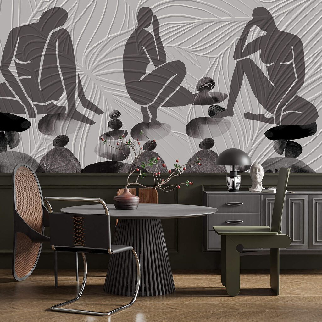 Groep mensen zittend op rotsen Groep mensen zittend op rotsen