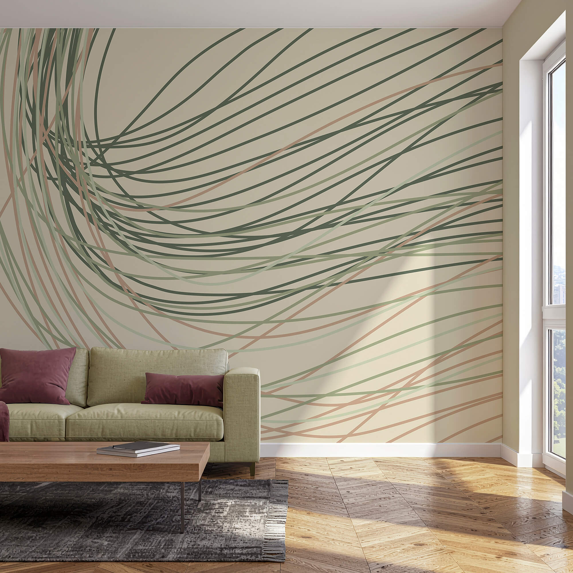 Vloeiende lijnen in zachte pasteltinten