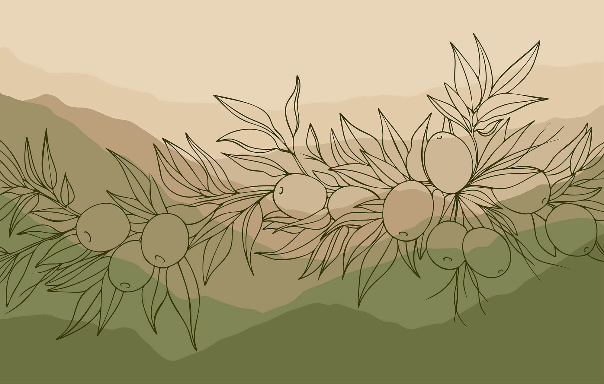 Drawing of fruit on a branch