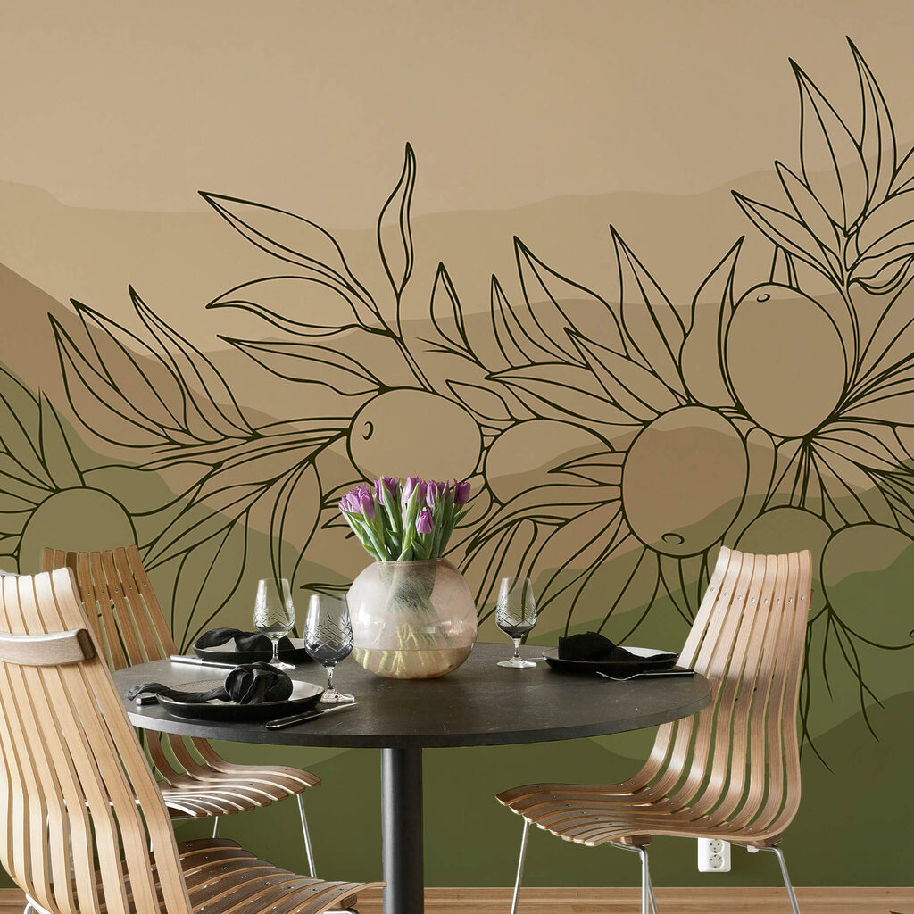 Tekening van fruit aan een tak