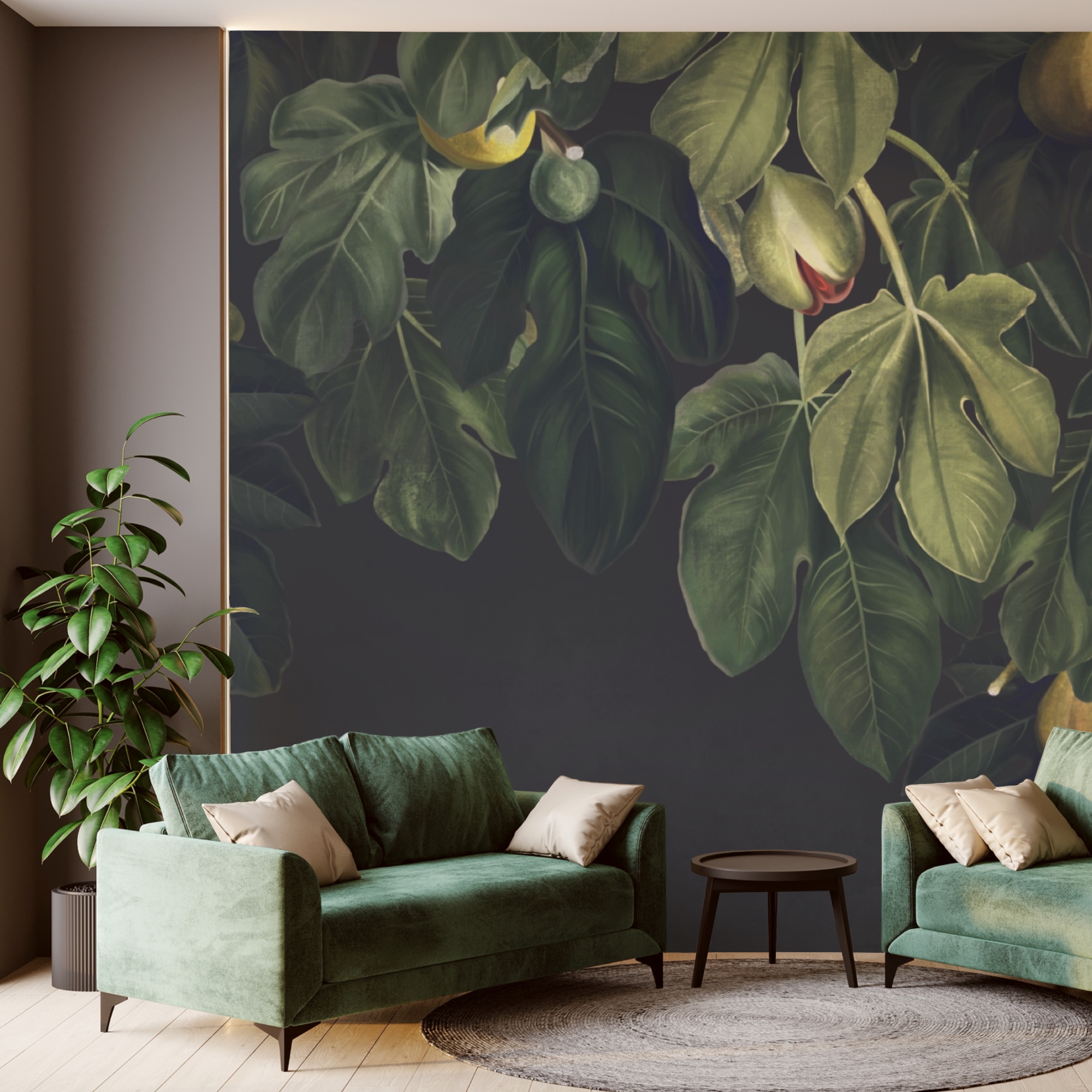 Weelderig blad met levendige vruchten Weelderig blad met levendige vruchten