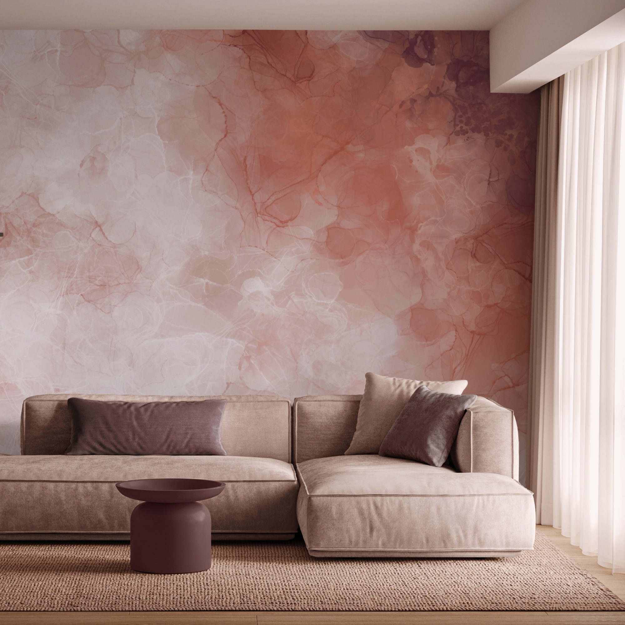 Zachte tinten vermengen zich in zachte golven