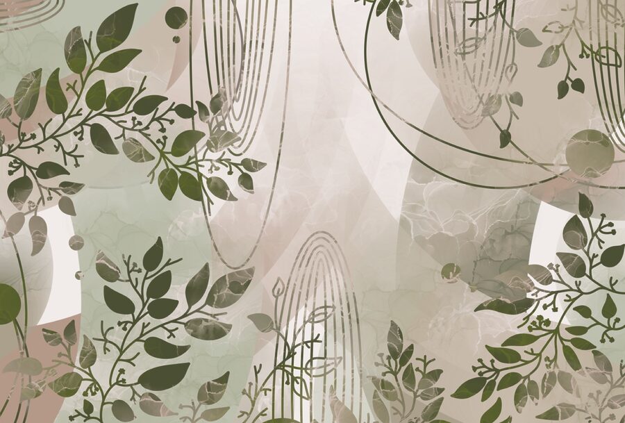 Op de natuur geïnspireerd abstract ontwerp in groentinten