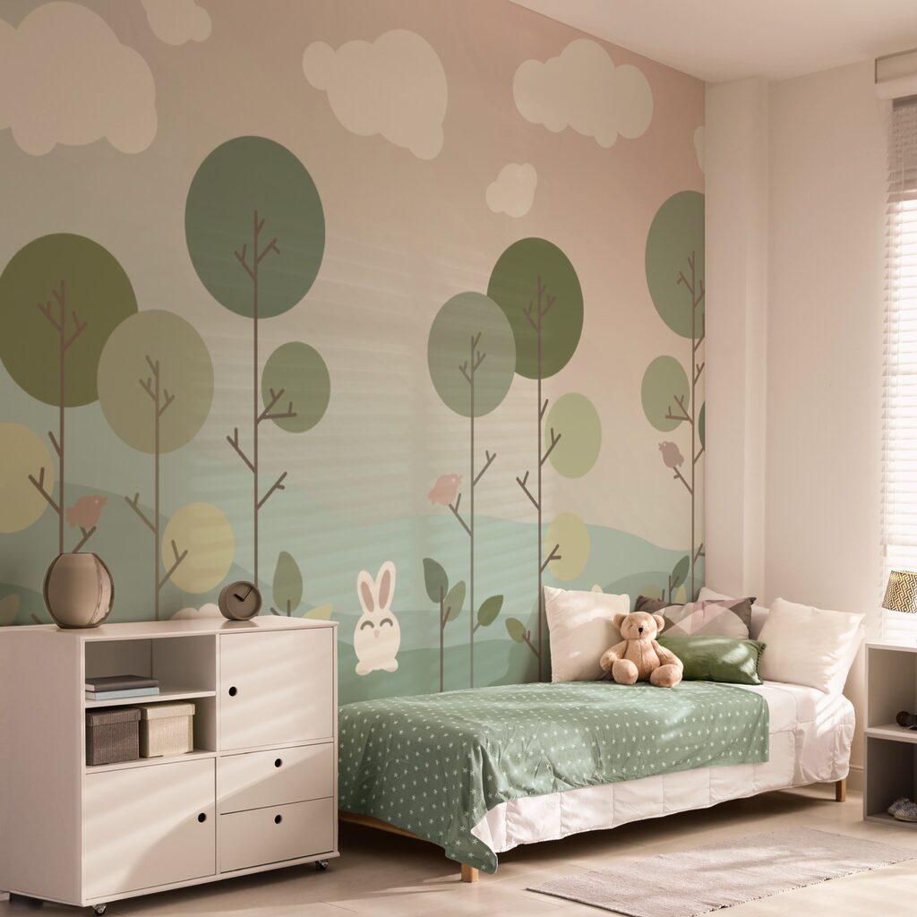 Groep konijntjes en bomen Groep konijntjes en bomen