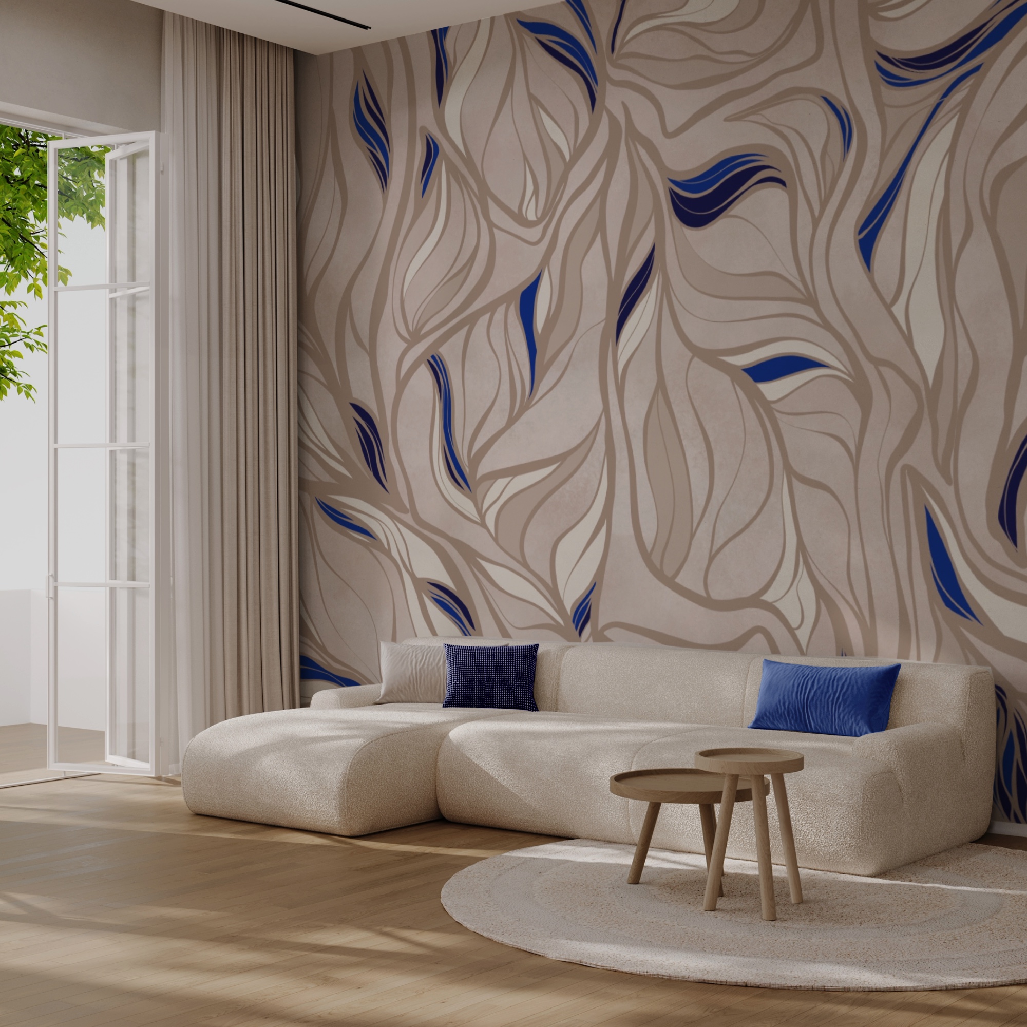 Patroon van blauwe en bruine lijnen Patroon van blauwe en bruine lijnen