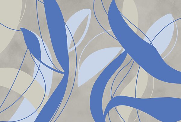Blauwe en witte wervelingen op een grijze achtergrond Blauwe en witte wervelingen op een grijze achtergrond
