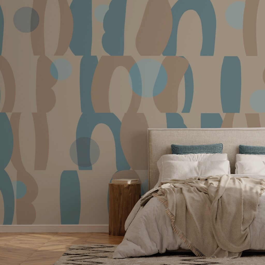 Patroon van blauwe en bruine vormen Patroon van blauwe en bruine vormen