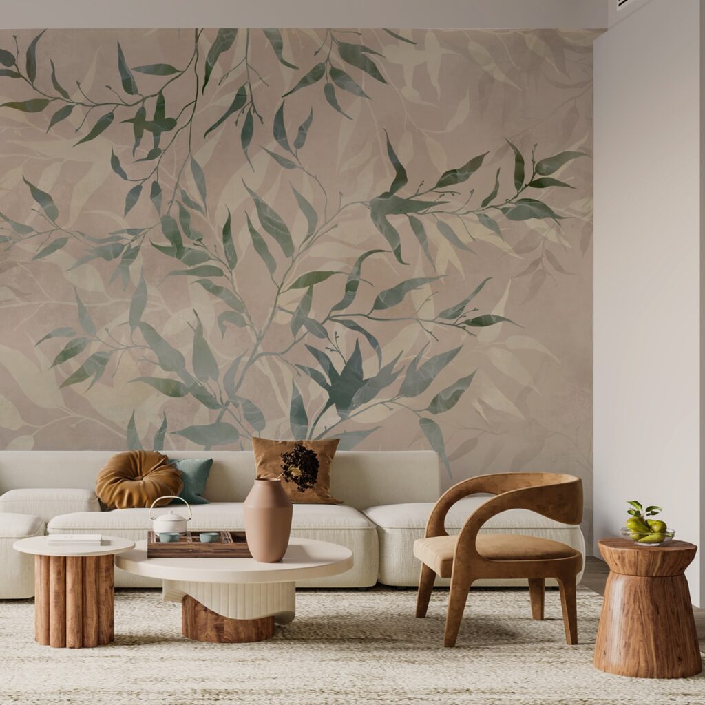 Bladerenpatroon op een beige achtergrond Bladerenpatroon op een beige achtergrond