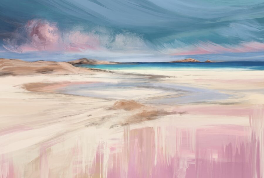 Schilderij van een strand
