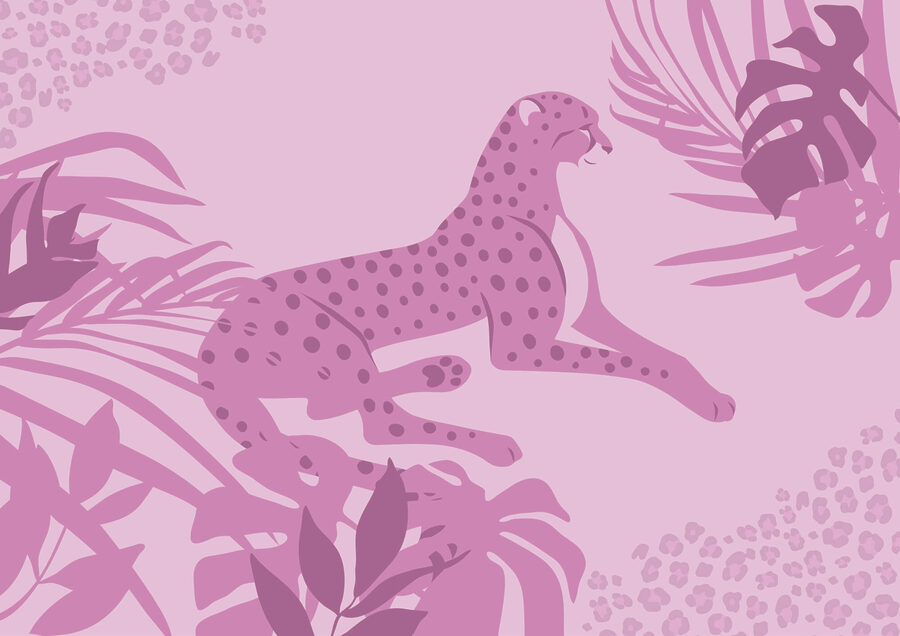 Paarse cheeta met roze vlekken
