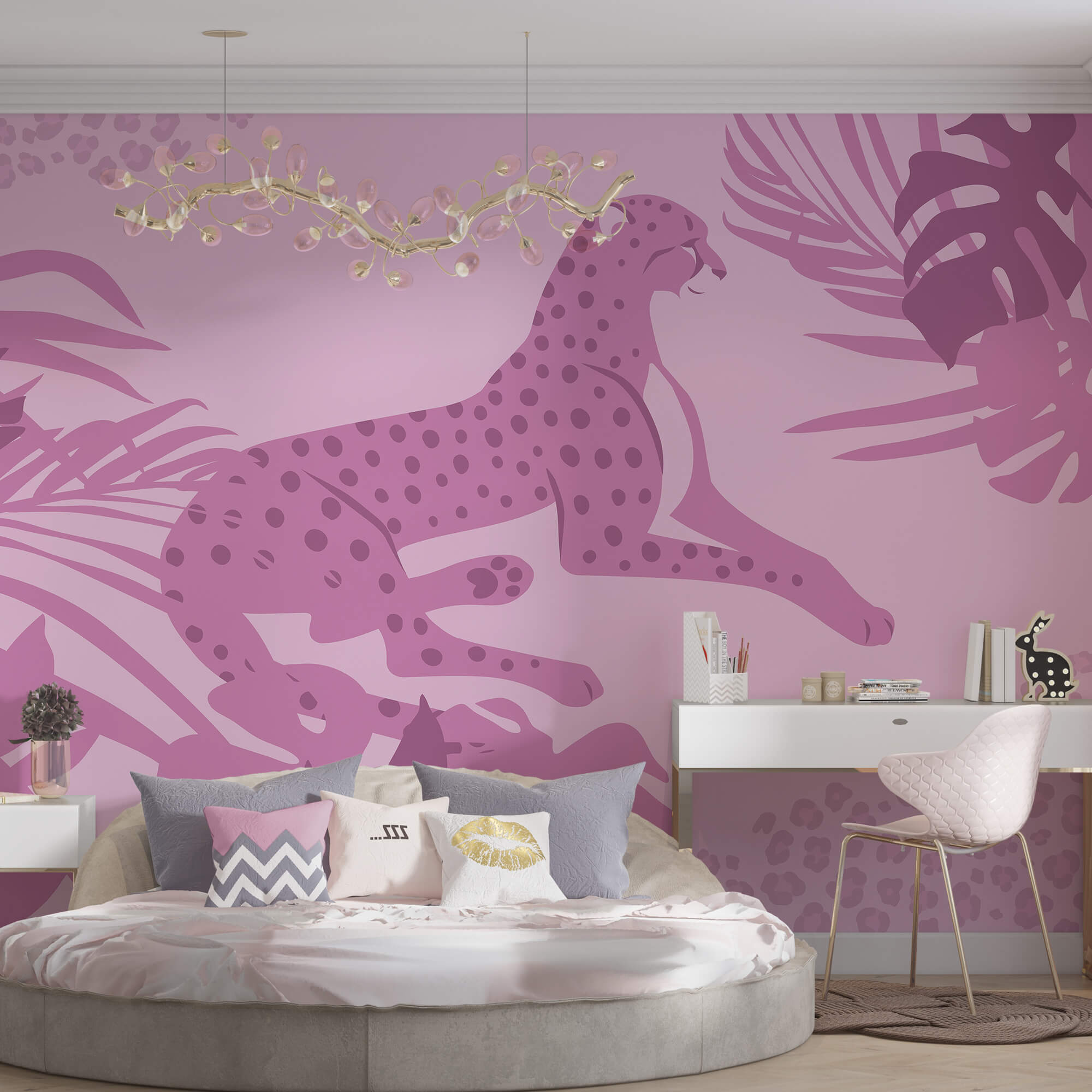 Paarse cheeta met roze vlekken Paarse cheeta met roze vlekken