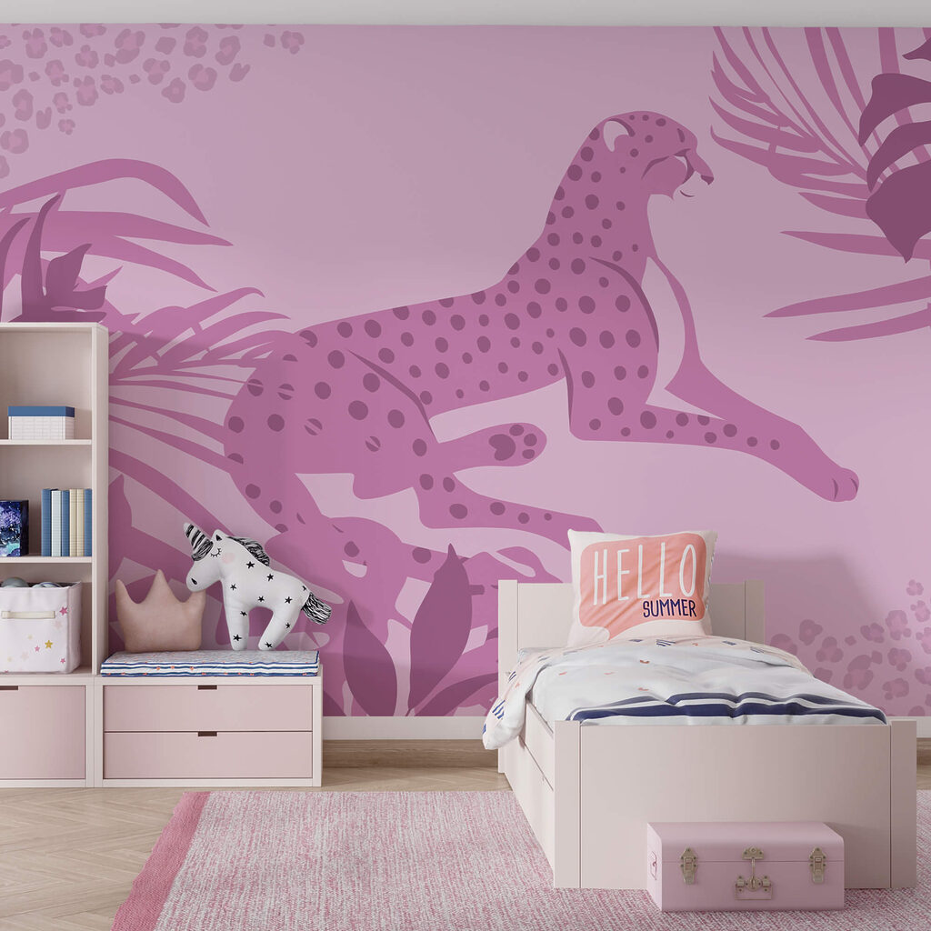 Paarse cheeta met roze vlekken Paarse cheeta met roze vlekken