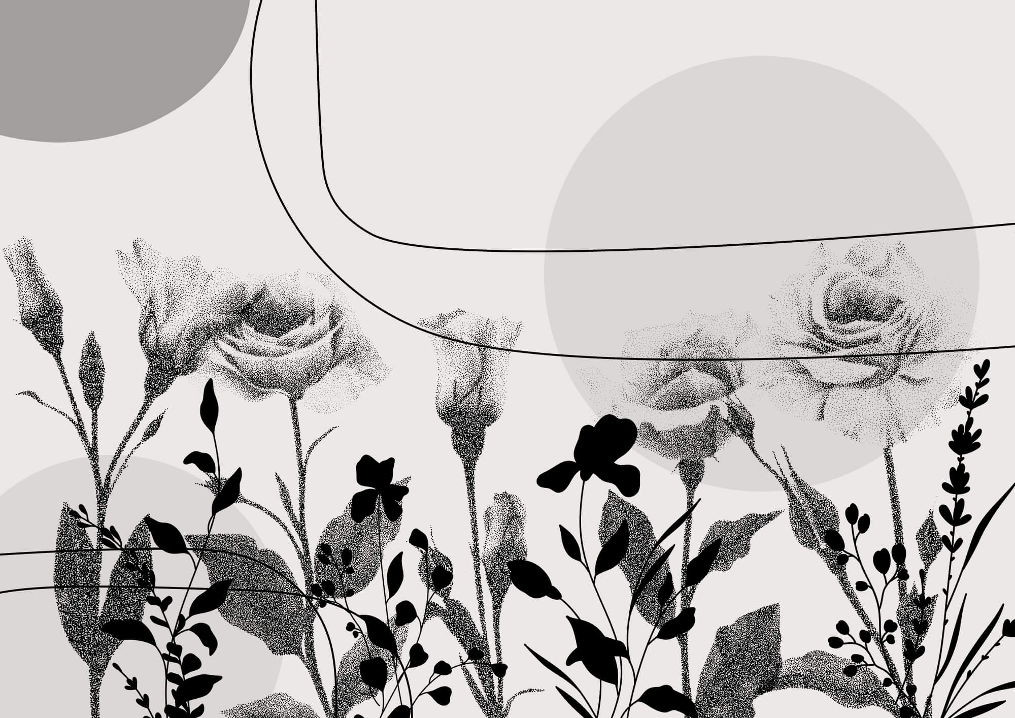 Black and white image of flowers Black and white image of flowers