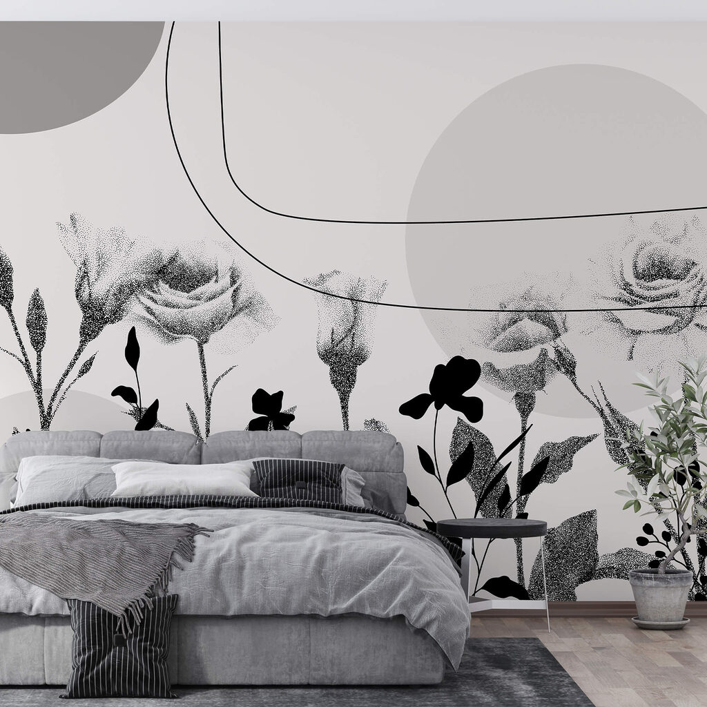 Zwart-wit afbeelding van bloemen Zwart-wit afbeelding van bloemen