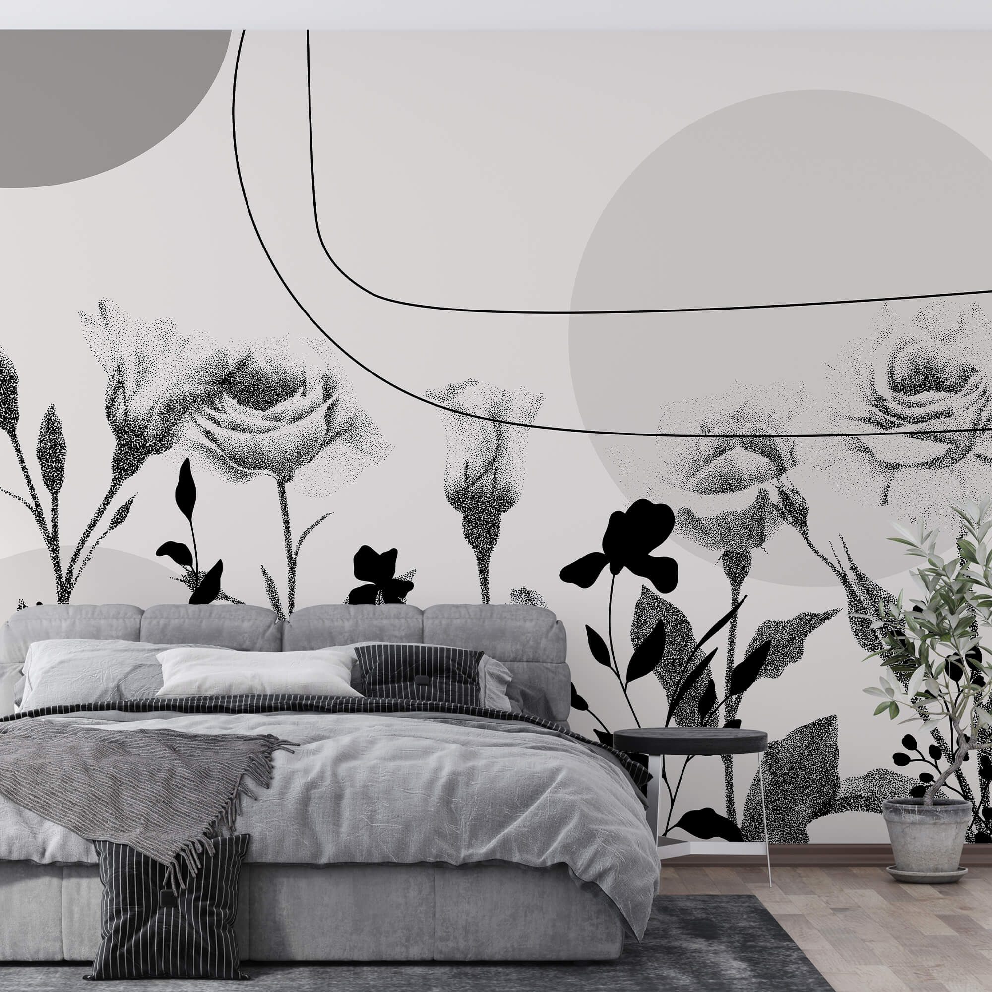 Zwart-wit afbeelding van bloemen Zwart-wit afbeelding van bloemen