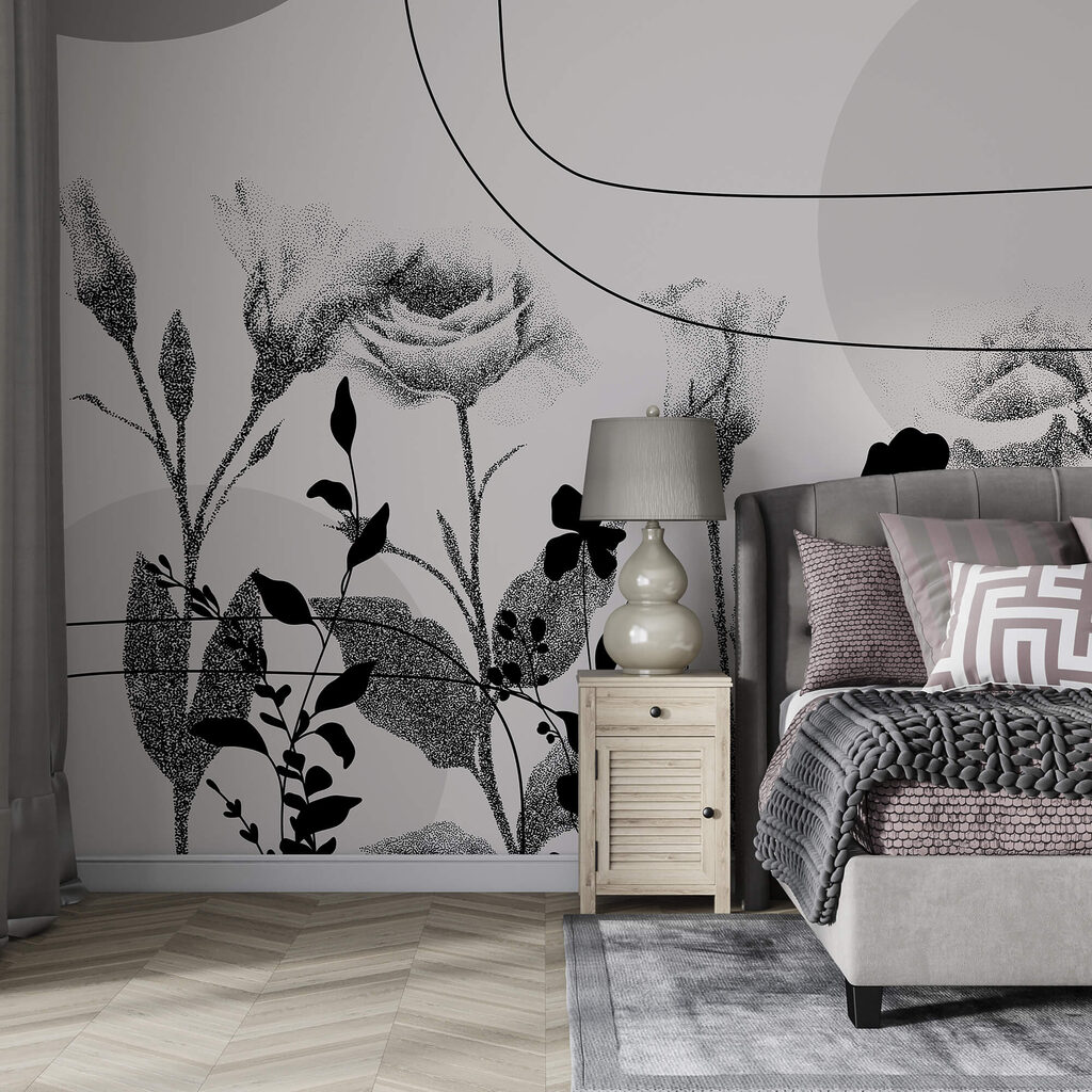 Zwart-wit afbeelding van bloemen Zwart-wit afbeelding van bloemen