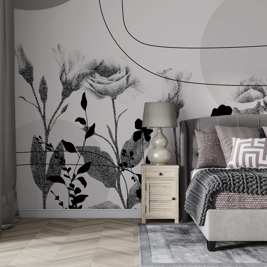 Zwart-wit afbeelding van bloemen