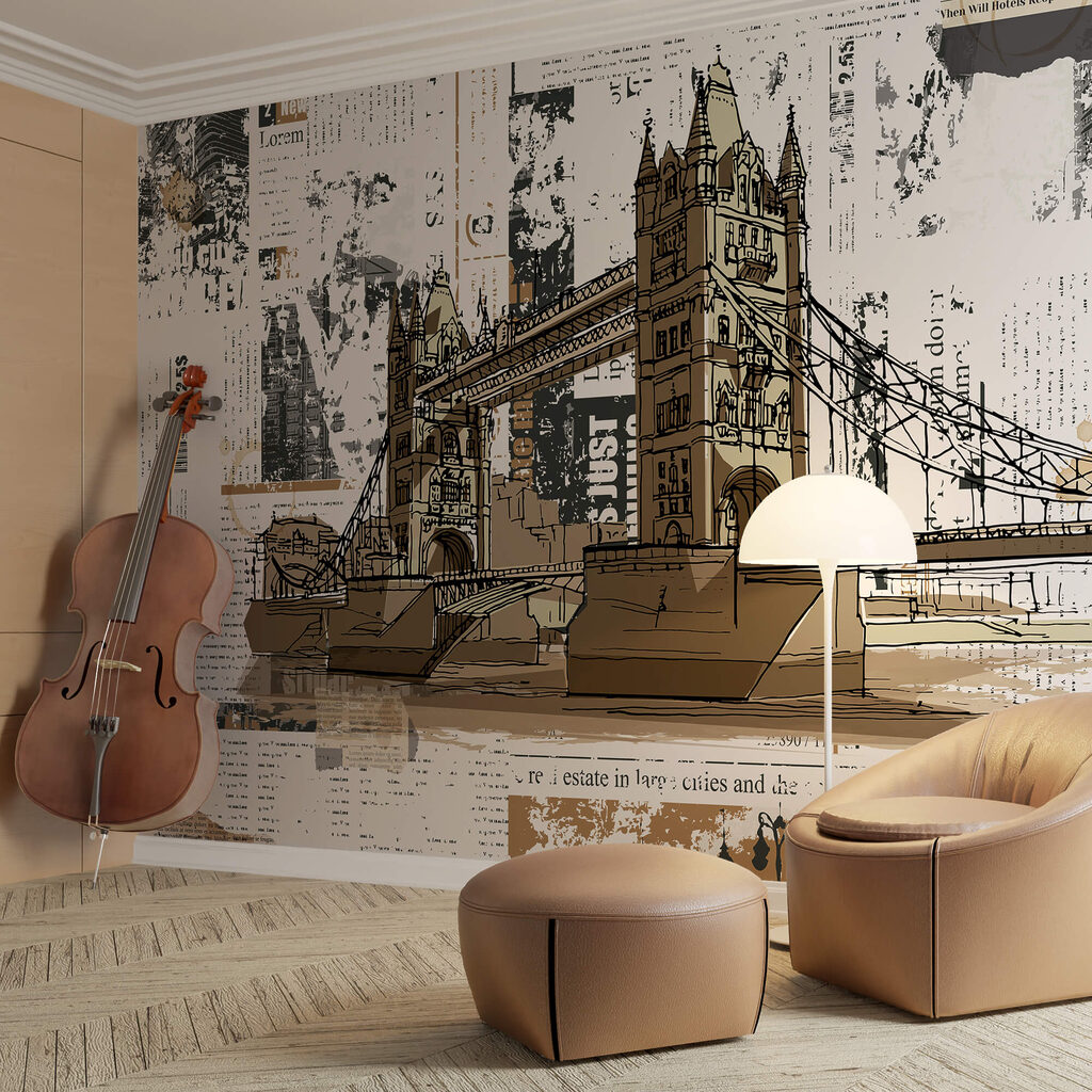 Tekening van een brug over een rivier Tekening van een brug over een rivier