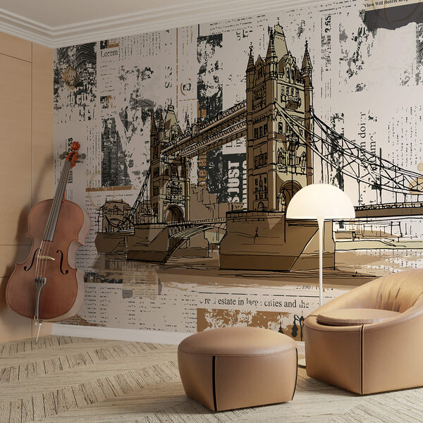 Tekening van een brug over een rivier Tekening van een brug over een rivier