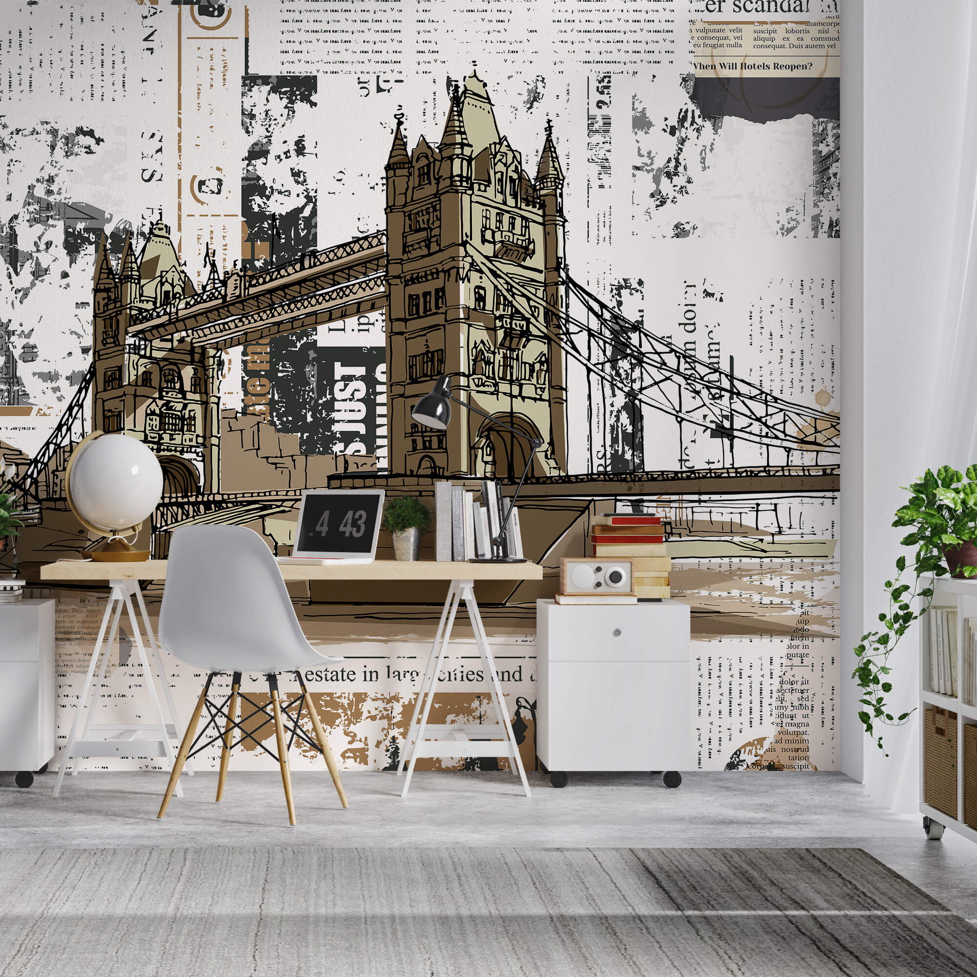 Tekening van een brug over een rivier Tekening van een brug over een rivier