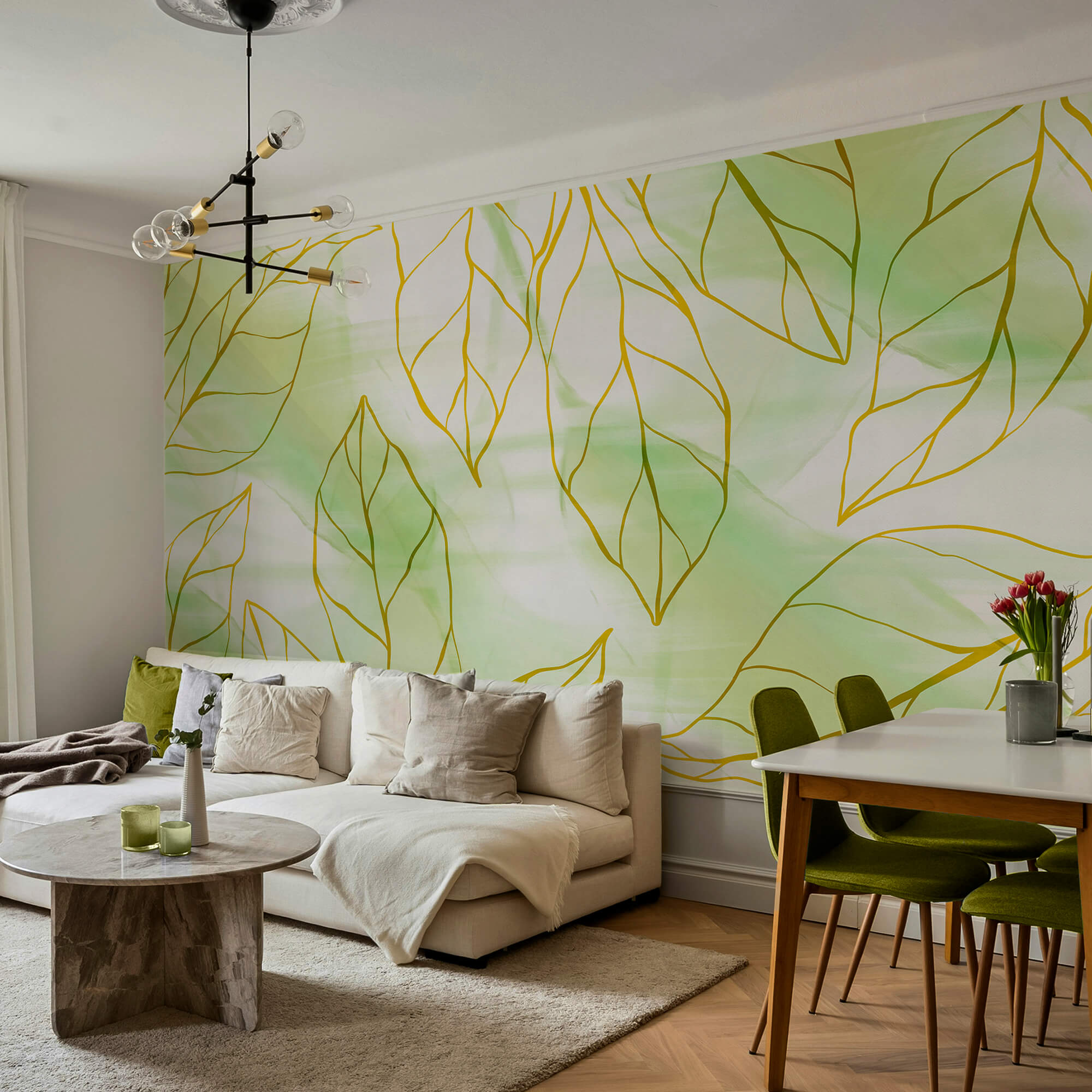 Bladerenpatroon op een wit oppervlak