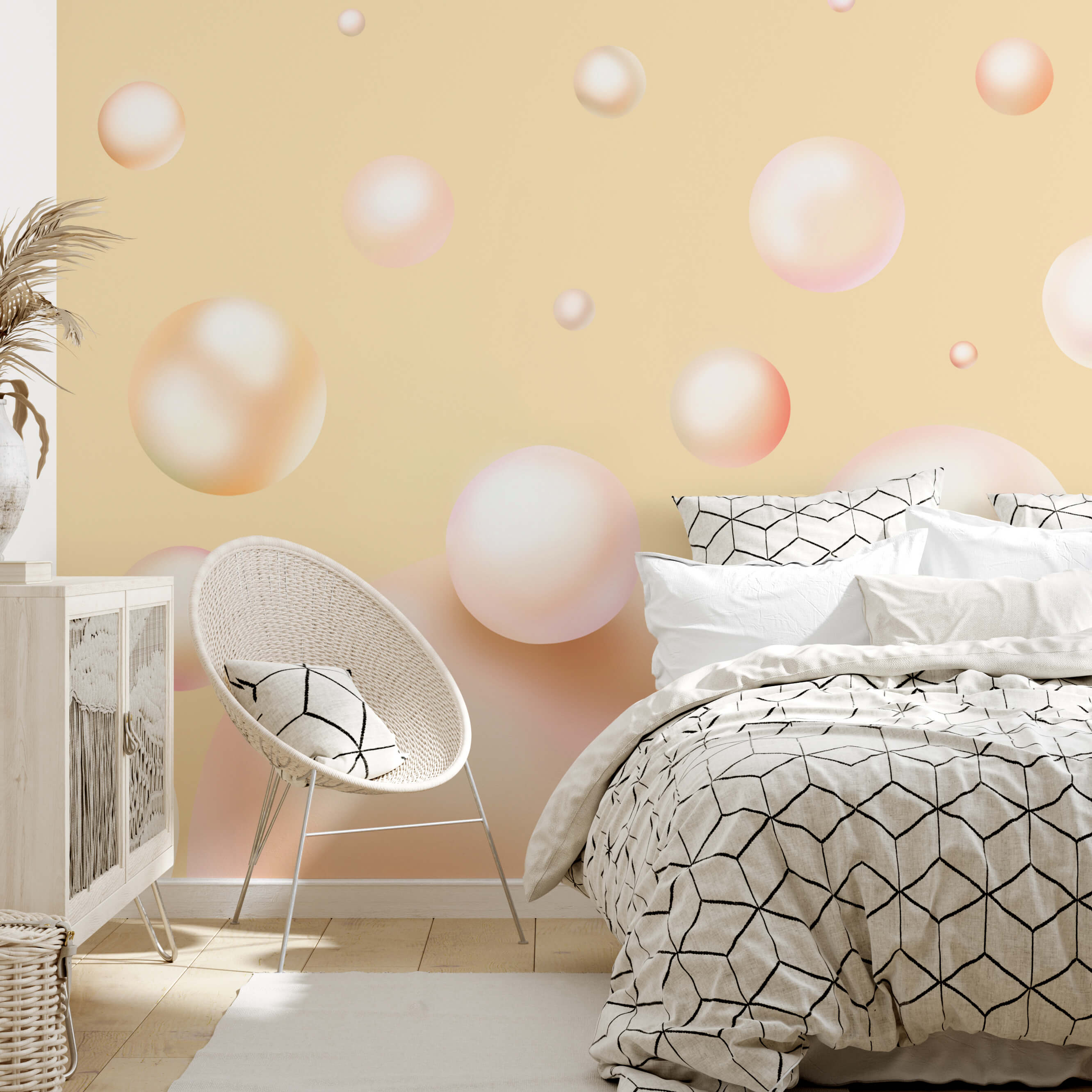 Zwevende bollen creëren een dromerige scène