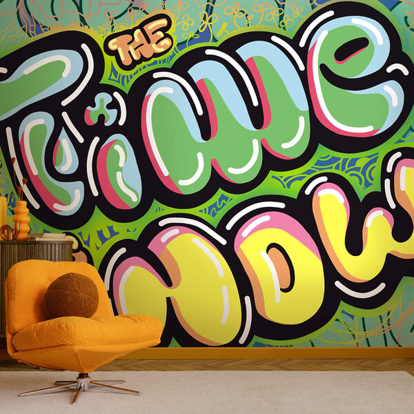 Kleurrijke graffiti op een groene achtergrond Kleurrijke graffiti op een groene achtergrond
