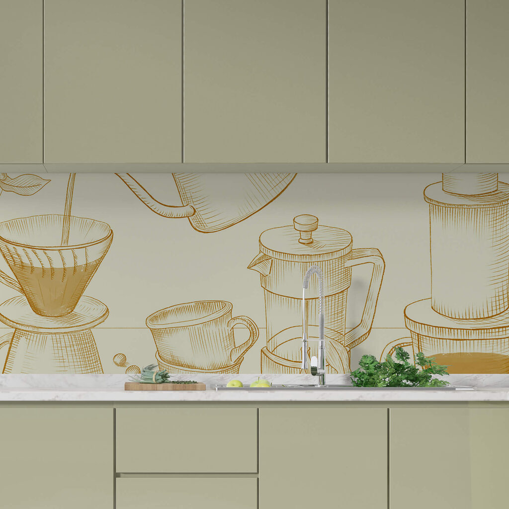 Tekening van koffiezetten Tekening van koffiezetten