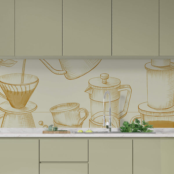 Tekening van koffiezetten Tekening van koffiezetten