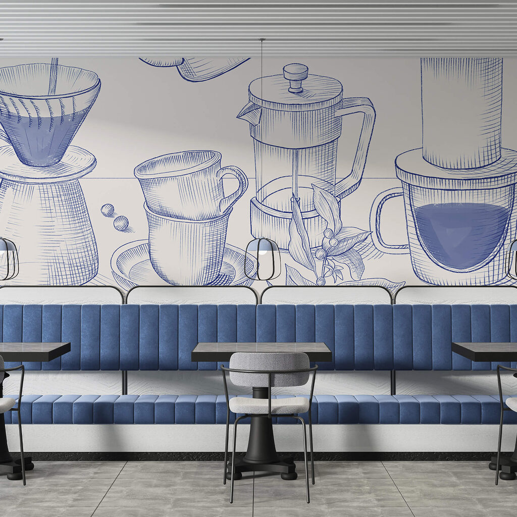 Tekening van koffiezetproces Tekening van koffiezetproces