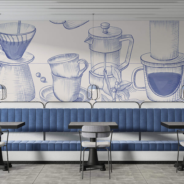Tekening van koffiezetproces Tekening van koffiezetproces
