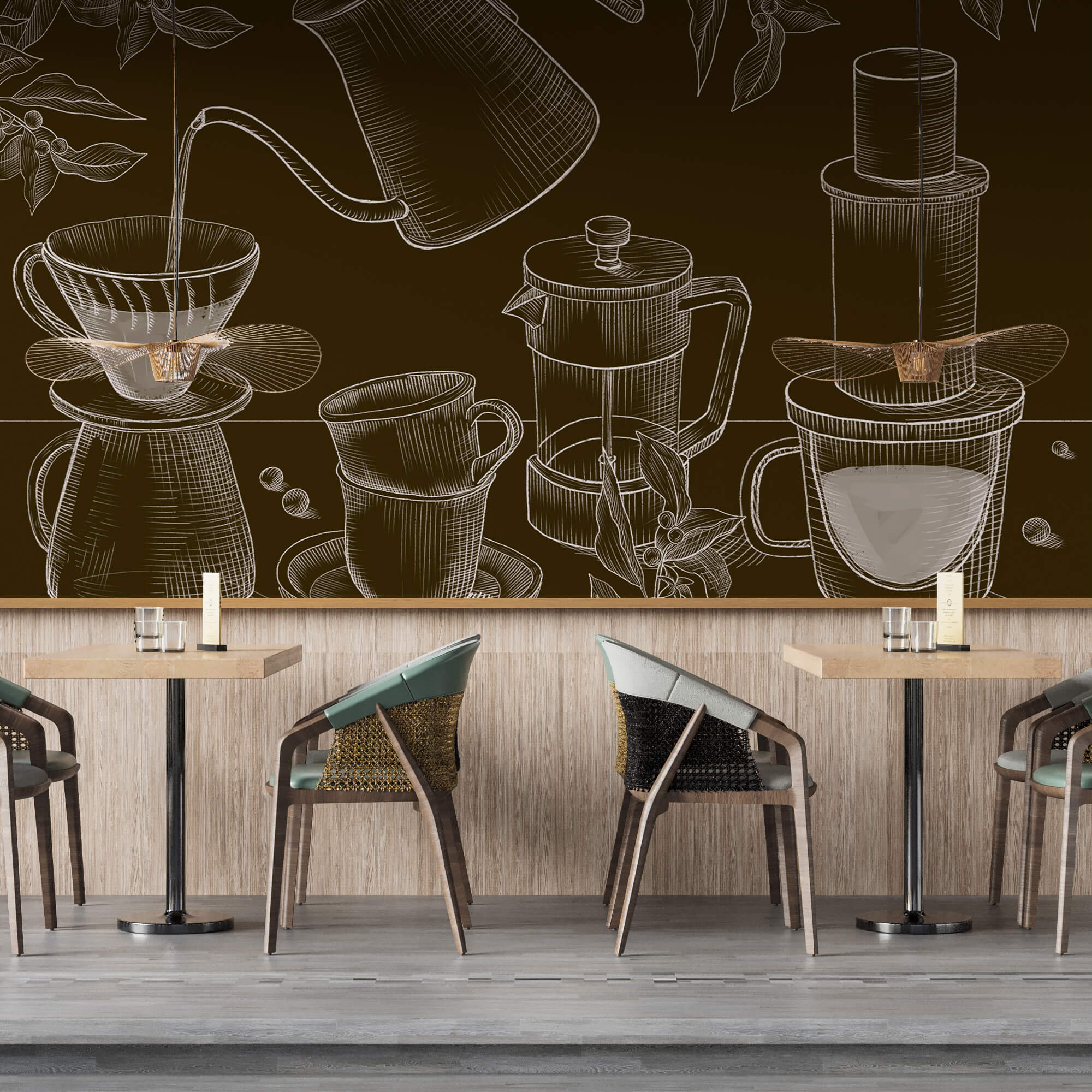 Tekening van koffiezetapparaat en koffiepot Tekening van koffiezetapparaat en koffiepot