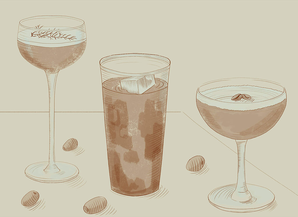 Group of glasses of drinks