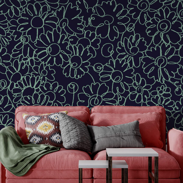 Bloemenpatroon op donkere achtergrond