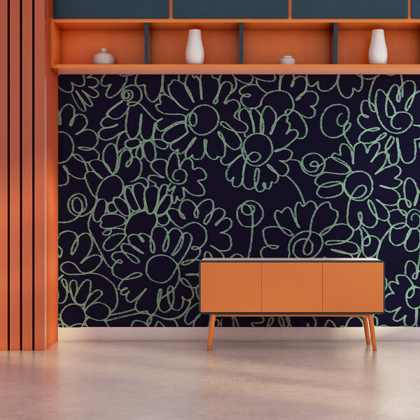 Fotobehang Bloemenpatroon op donkere achtergrond (Artikelnummer: t00284) Fotobehang Fotobehang Bloemenpatroon op donkere achtergrond (Artikelnummer: t00284)